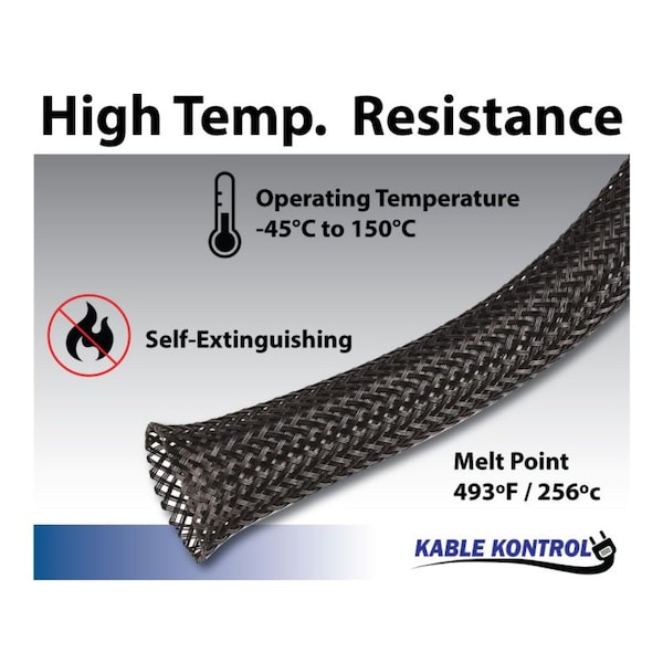 Kable Kontrol® Nylon Braided Sleeving - 1 Inside Diameter - 50' Length